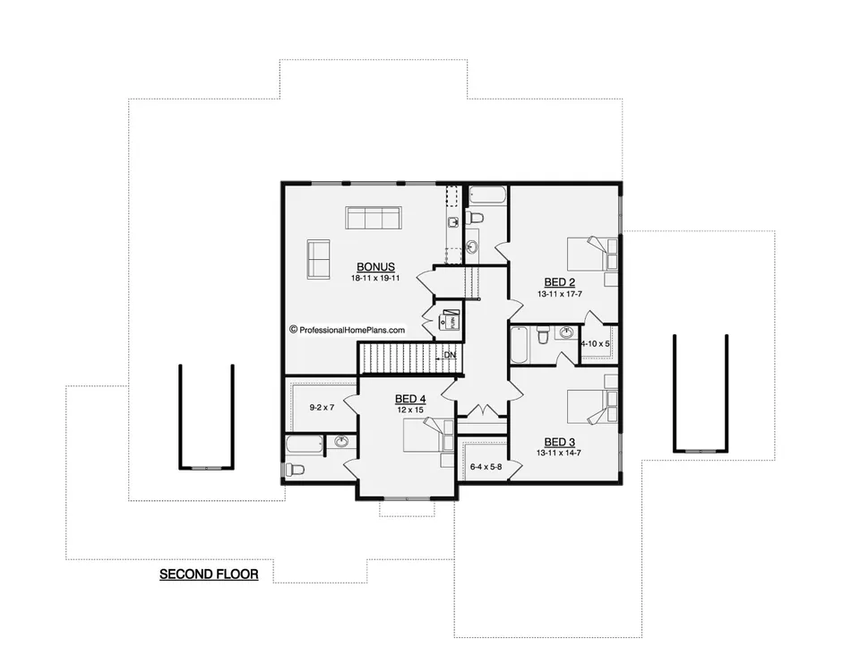 The Beringer II second level floor plan